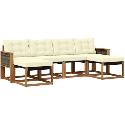 vidaXL Outdoor-Sofagarnitur mit Kissen 6 Stk Natur und Creme 3382122 vidaXL Outdoor-Sofagarnitur mit Kissen 6 Stk Natur und Creme 3382122