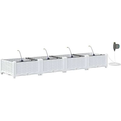 vidaXL Pflanzgefäß-Set - Selbstbewässernd, 4 Stück, Weiß vidaXL Pflanzgefäß-Set - Selbstbewässernd, 4 Stück, Weiß