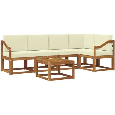 vidaXL Outdoor-Sofagarnitur mit Kissen 6 Stk Natur und Creme 3366443 vidaXL Outdoor-Sofagarnitur mit Kissen 6 Stk Natur und Creme 3366443