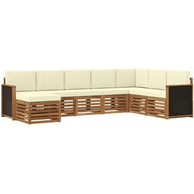 vidaXL Outdoor-Sofagarnitur mit Kissen 6 Stk Natur und Creme 3384701 vidaXL Outdoor-Sofagarnitur mit Kissen 6 Stk Natur und Creme 3384701