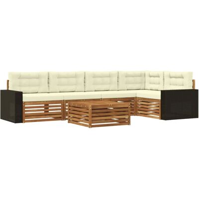 vidaXL Outdoor-Sofagarnitur 6 Stk Natur und Creme 79 x 79 x 37 cm 3383393 vidaXL Outdoor-Sofagarnitur 6 Stk Natur und Creme 79 x 79 x 37 cm 3383393
