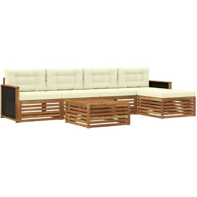 vidaXL Outdoor-Sofagarnitur 6 Stk Natur und Creme 79 x 79 x 37 cm 3383253 vidaXL Outdoor-Sofagarnitur 6 Stk Natur und Creme 79 x 79 x 37 cm 3383253