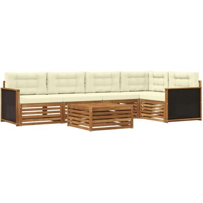 vidaXL Outdoor-Sofagarnitur 6 Stk Natur und Creme 79 x 79 x 37 cm 3383373 vidaXL Outdoor-Sofagarnitur 6 Stk Natur und Creme 79 x 79 x 37 cm 3383373