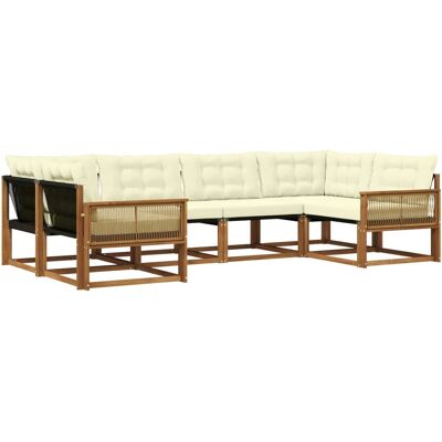vidaXL Outdoor-Sofagarnitur mit Kissen 6 Stk Natur und Creme 3381650 vidaXL Outdoor-Sofagarnitur mit Kissen 6 Stk Natur und Creme 3381650