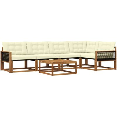 vidaXL Outdoor-Sofagarnitur mit Kissen 6 Stk Natur und Creme 3381438 vidaXL Outdoor-Sofagarnitur mit Kissen 6 Stk Natur und Creme 3381438
