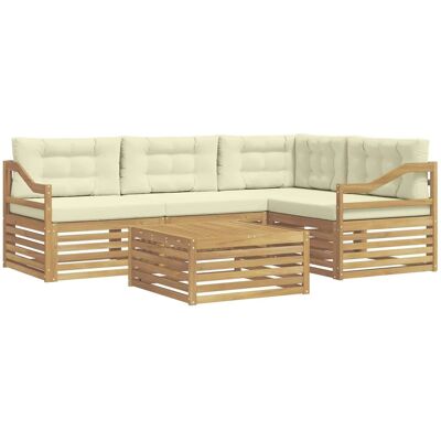 vidaXL Outdoor-Sofagarnitur mit Kissen 5-Tlg Weiß und Creme Polyester 3390460 vidaXL Outdoor-Sofagarnitur mit Kissen 5-Tlg Weiß und Creme Polyester 3390460