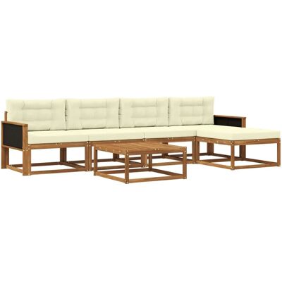 vidaXL Outdoor-Sofagarnitur mit Kissen 6 Stk Natur und Creme 3382493 vidaXL Outdoor-Sofagarnitur mit Kissen 6 Stk Natur und Creme 3382493
