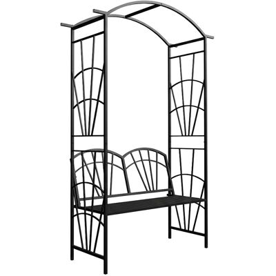 Relaxdays Rosenbogen mit Bank Eisen Schwarz Pulverbeschichtet Wetterfest 210 cm x 134 cm x 48 cm Relaxdays Rosenbogen mit Bank Eisen Schwarz Pulverbeschichtet Wetterfest 210 cm x 134 cm x 48 cm