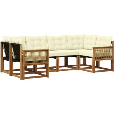 vidaXL Outdoor-Sofagarnitur mit Kissen 6 Stk Natur und Creme 3382178 vidaXL Outdoor-Sofagarnitur mit Kissen 6 Stk Natur und Creme 3382178