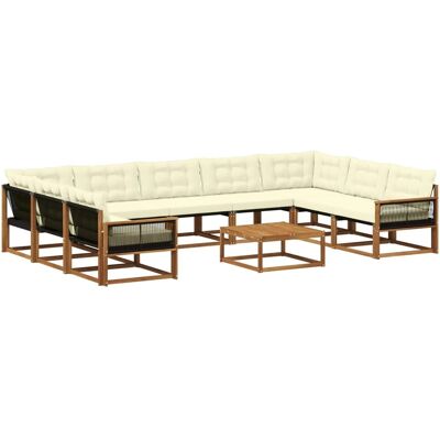 vidaXL Outdoor-Sofagarnitur mit Kissen 10 Stk Natur und Creme 3381694 vidaXL Outdoor-Sofagarnitur mit Kissen 10 Stk Natur und Creme 3381694
