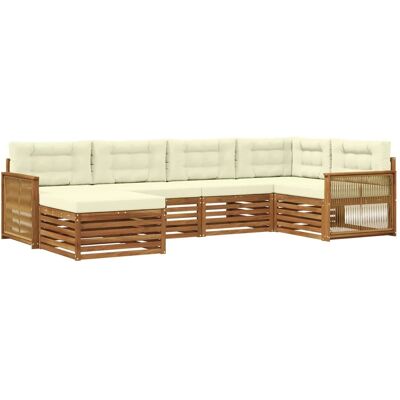 vidaXL Outdoor-Sofagarnitur mit Kissen 6 Stk Natur und Creme 3383568 vidaXL Outdoor-Sofagarnitur mit Kissen 6 Stk Natur und Creme 3383568