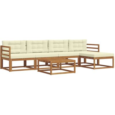 vidaXL Outdoor-Sofagarnitur mit Kissen 6 Stk Natur und Creme 3367458 vidaXL Outdoor-Sofagarnitur mit Kissen 6 Stk Natur und Creme 3367458