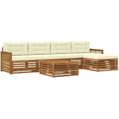 vidaXL Outdoor-Sofagarnitur mit Kissen 6 Stk Natur und Creme 3383268 vidaXL Outdoor-Sofagarnitur mit Kissen 6 Stk Natur und Creme 3383268