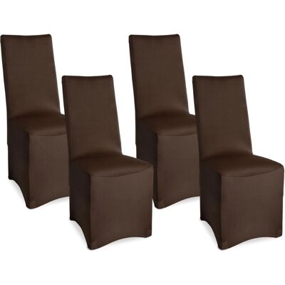 Beautissu Leona Stuhlhusse 95x45cm Braun Stretch Bankett 4tlg Beautissu Leona Stuhlhusse 95x45cm Braun Stretch Bankett 4tlg