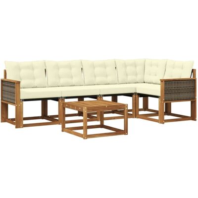 vidaXL Outdoor-Sofagarnitur mit Kissen 6 Stk Natur und Creme 3381962 vidaXL Outdoor-Sofagarnitur mit Kissen 6 Stk Natur und Creme 3381962