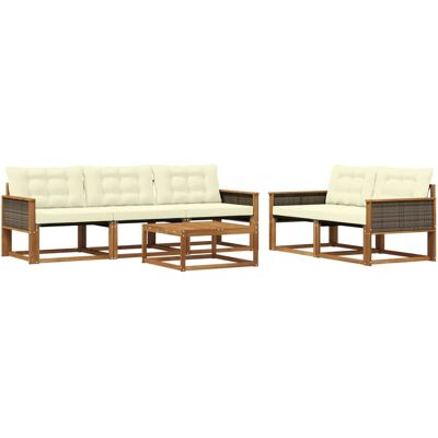 vidaXL Outdoor-Sofagarnitur mit Kissen 6 Stk Natur und Creme 3381242 vidaXL Outdoor-Sofagarnitur mit Kissen 6 Stk Natur und Creme 3381242