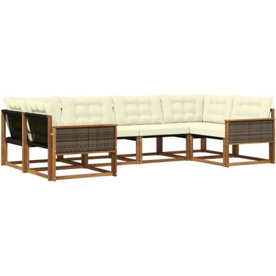 vidaXL Outdoor-Sofagarnitur mit Kissen 6 Stk Natur und Creme 3381642 vidaXL Outdoor-Sofagarnitur mit Kissen 6 Stk Natur und Creme 3381642