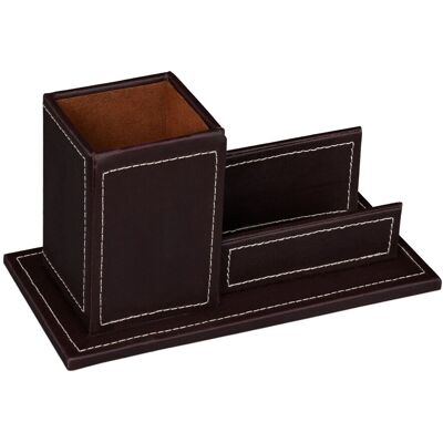 Relaxdays Schreibtischorganizer Kunstleder Braun mit Stiftehalter und Kartenhalter 10,5 cm x 20 cm x 10 cm 0,2 kg Relaxdays Schreibtischorganizer Kunstleder Braun mit Stiftehalter und Kartenhalter 10,5 cm x 20 cm x 10 cm 0,2 kg