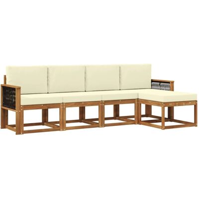 vidaXL Outdoor-Sofagarnitur 5 Stk Natur und Creme Polyester 3385131 vidaXL Outdoor-Sofagarnitur 5 Stk Natur und Creme Polyester 3385131