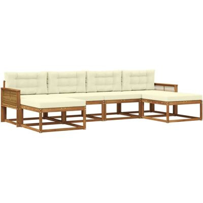 vidaXL Outdoor-Sofagarnitur mit Kissen 6 Stk Natur und Creme 3382788 vidaXL Outdoor-Sofagarnitur mit Kissen 6 Stk Natur und Creme 3382788