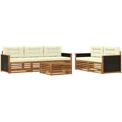 vidaXL Outdoor-Sofagarnitur 6 Stk Natur und Creme 3383013 vidaXL Outdoor-Sofagarnitur 6 Stk Natur und Creme 3383013
