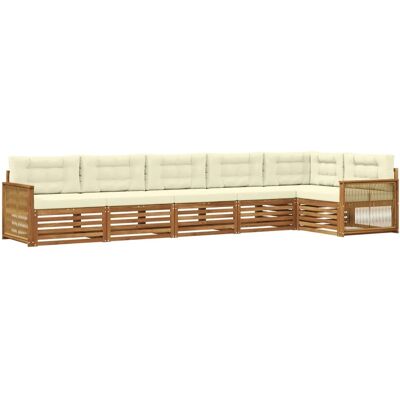 vidaXL Outdoor-Sofagarnitur mit Kissen 6 Stk Natur und Creme 3383418 vidaXL Outdoor-Sofagarnitur mit Kissen 6 Stk Natur und Creme 3383418