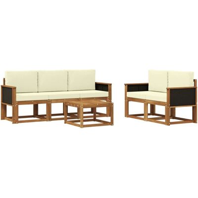 vidaXL Outdoor-Sofagarnitur mit Kissen 6 Stk Natur und Creme 3384981 vidaXL Outdoor-Sofagarnitur mit Kissen 6 Stk Natur und Creme 3384981