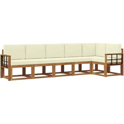 vidaXL Outdoor-Sofagarnitur mit Kissen 6 Stk Natur und Creme 3366473 vidaXL Outdoor-Sofagarnitur mit Kissen 6 Stk Natur und Creme 3366473