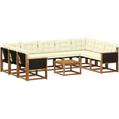 vidaXL Outdoor-Sofagarnitur mit Kissen 10 Stk Natur und Creme 3382214 vidaXL Outdoor-Sofagarnitur mit Kissen 10 Stk Natur und Creme 3382214