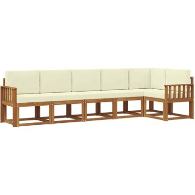 vidaXL Outdoor-Sofagarnitur mit Kissen 6 Stk Natur und Creme 3366458 vidaXL Outdoor-Sofagarnitur mit Kissen 6 Stk Natur und Creme 3366458