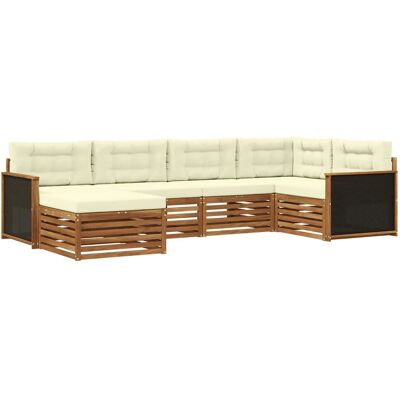 vidaXL Outdoor-Sofagarnitur mit Kissen 6 Stk Natur und Creme 3383553 vidaXL Outdoor-Sofagarnitur mit Kissen 6 Stk Natur und Creme 3383553