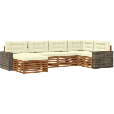 vidaXL Outdoor-Sofagarnitur mit Kissen 6 Stk Natur und Creme 3383578 vidaXL Outdoor-Sofagarnitur mit Kissen 6 Stk Natur und Creme 3383578