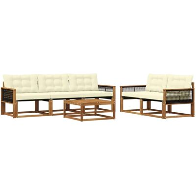 vidaXL Outdoor-Sofagarnitur mit Kissen 6 Stk Natur und Creme 3381246 vidaXL Outdoor-Sofagarnitur mit Kissen 6 Stk Natur und Creme 3381246