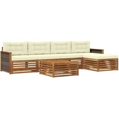 vidaXL Outdoor-Sofagarnitur mit Kissen 6 Stk Natur und Creme 3383258 vidaXL Outdoor-Sofagarnitur mit Kissen 6 Stk Natur und Creme 3383258