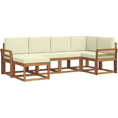 vidaXL Outdoor-Sofagarnitur mit Kissen 6 Stk Natur und Creme 3366638 vidaXL Outdoor-Sofagarnitur mit Kissen 6 Stk Natur und Creme 3366638