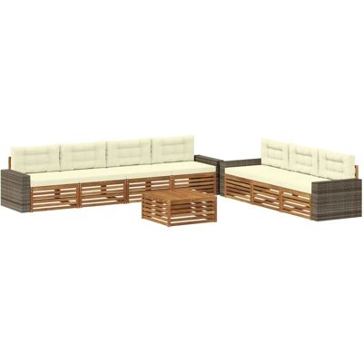 vidaXL Outdoor-Sofagarnitur 8 Stk Natur und Creme 79 x 79 x 37 cm 3383128 vidaXL Outdoor-Sofagarnitur 8 Stk Natur und Creme 79 x 79 x 37 cm 3383128