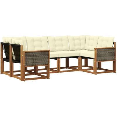 vidaXL Outdoor-Sofagarnitur mit Kissen 6 Stk Natur und Creme 3382170 vidaXL Outdoor-Sofagarnitur mit Kissen 6 Stk Natur und Creme 3382170