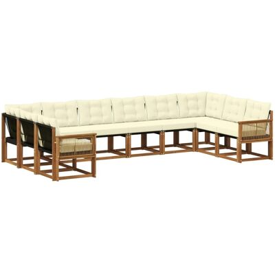 vidaXL Outdoor-Sofagarnitur mit Kissen 10 Stk Natur und Creme 3382242 vidaXL Outdoor-Sofagarnitur mit Kissen 10 Stk Natur und Creme 3382242