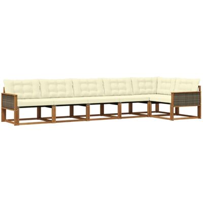 vidaXL Outdoor-Sofagarnitur mit Kissen 6 Stk Natur und Creme 3381450 vidaXL Outdoor-Sofagarnitur mit Kissen 6 Stk Natur und Creme 3381450