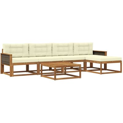 vidaXL Outdoor-Sofagarnitur mit Kissen 6 Stk Natur und Creme 3382498 vidaXL Outdoor-Sofagarnitur mit Kissen 6 Stk Natur und Creme 3382498