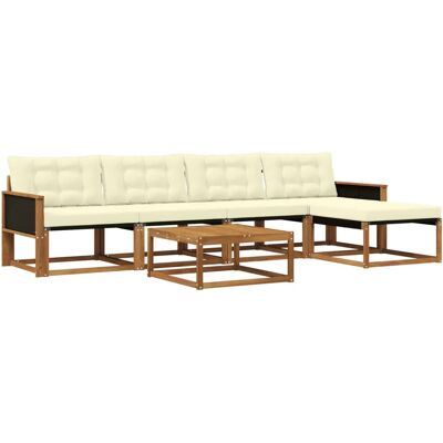 vidaXL Outdoor-Sofagarnitur mit Kissen 6 Stk Natur und Creme 3381366 vidaXL Outdoor-Sofagarnitur mit Kissen 6 Stk Natur und Creme 3381366
