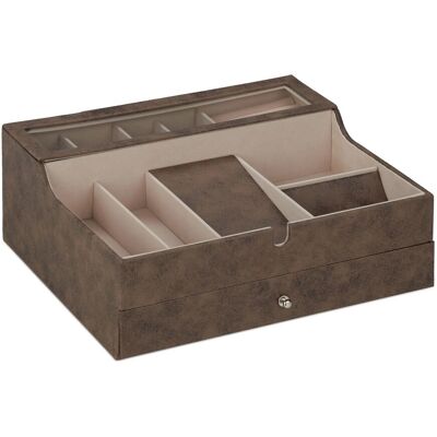Relaxdays Schmuckkästchen Lederoptik Braun mit Schublade 13 cm x 34 cm x 31 cm 1,7 kg Relaxdays Schmuckkästchen Lederoptik Braun mit Schublade 13 cm x 34 cm x 31 cm 1,7 kg