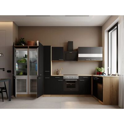 Respekta Merle L-Küche 370 cm French Door Optik Schwarz Respekta Merle L-Küche 370 cm French Door Optik Schwarz