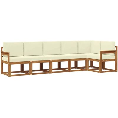 vidaXL Outdoor-Sofagarnitur mit Kissen 6 Stk Natur und Creme 3366453 vidaXL Outdoor-Sofagarnitur mit Kissen 6 Stk Natur und Creme 3366453