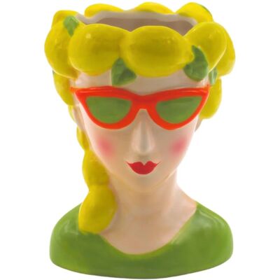 Dekohelden24 Blumentopf Pflanztopf Vase als Frau mit Zitronenkopfschmuck Pflanzgefäß Frau mit Zitronen Dekor aus Keramik in Bunt L/B/H 12 x 12 x 17 cm Dekohelden24 Blumentopf Pflanztopf Vase als Frau mit Zitronenkopfschmuck Pflanzgefäß Frau mit Zitronen Dekor aus Keramik in Bunt L/B/H 12 x 12 x 17 cm