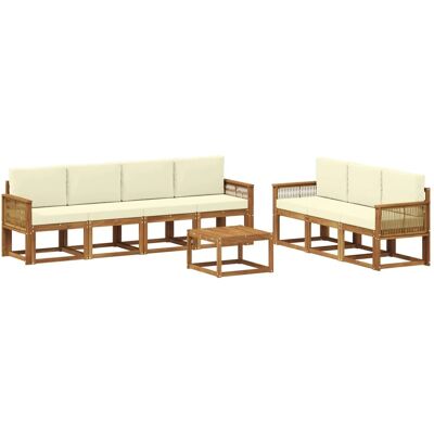 vidaXL Outdoor-Sofagarnitur mit Kissen 8 Stk Natur und Creme Polyester 3385056 vidaXL Outdoor-Sofagarnitur mit Kissen 8 Stk Natur und Creme Polyester 3385056