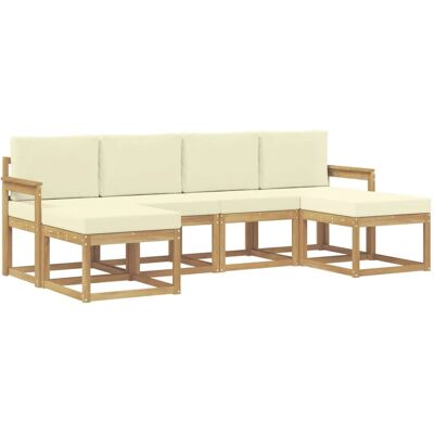 vidaXL Outdoor-Sofagarnitur mit Kissen 6-Tlg Weiß und Creme Polyester 3388004 vidaXL Outdoor-Sofagarnitur mit Kissen 6-Tlg Weiß und Creme Polyester 3388004