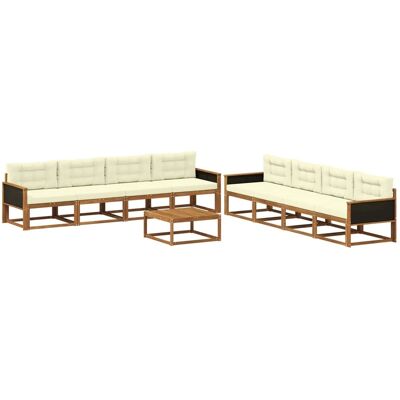 vidaXL Outdoor-Sofagarnitur mit Kissen 9 Stk Natur und Creme 3382433 vidaXL Outdoor-Sofagarnitur mit Kissen 9 Stk Natur und Creme 3382433