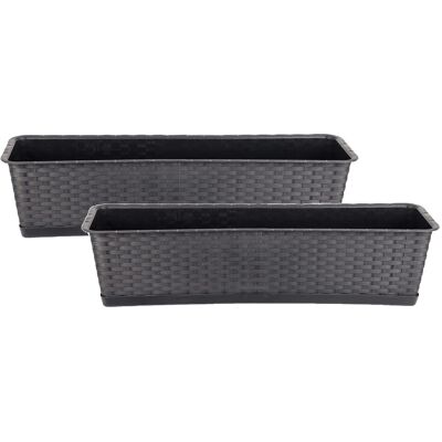 BigDean 2er Set Blumenkasten Mit Untersetzer 70 Cm Lang Rattan Optik Anthrazit Aus PP Kunststoff Balkon Pflanzkasten Schmal Balkonkasten BigDean 2er Set Blumenkasten mit Untersetzer 70 cm,ang Rattan-Optik anthrazit - aus PP-Kunststoff - Balkon Pflanzkaste BigDean 2er Set Blumenkasten Mit Untersetzer 70 Cm Lang Rattan Optik Anthrazit Aus PP Kunststoff Balkon Pflanzkasten Schmal Balkonkasten BigDean 2er Set Blumenkasten mit Untersetzer 70 cm,ang Rattan-Optik anthrazit - aus PP-Kunststoff - Balkon Pflanzkaste