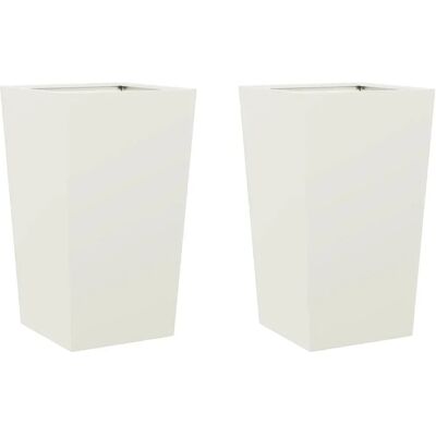 vidaXL Weiße Gartentöpfe 2 Stk 45x45x75 cm Stahl - Gartenpflanzen vidaXL Weiße Gartentöpfe 2 Stk 45x45x75 cm Stahl - Gartenpflanzen